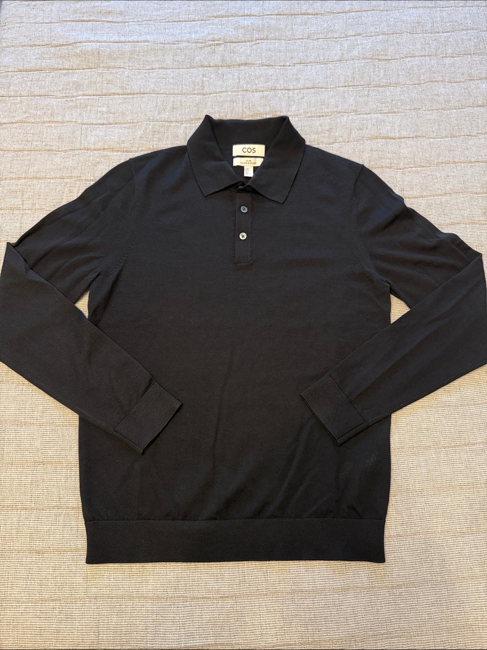 COS Men’s Navy Wool Knit Polo